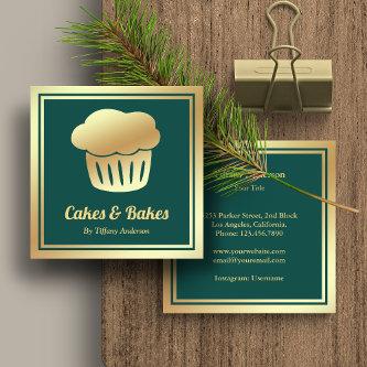 Green Faux Gold Foil Homemade Cupcake Bakery Square