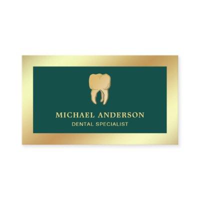 Green Faux Gold Foil Tooth Dental Clinic Dentist