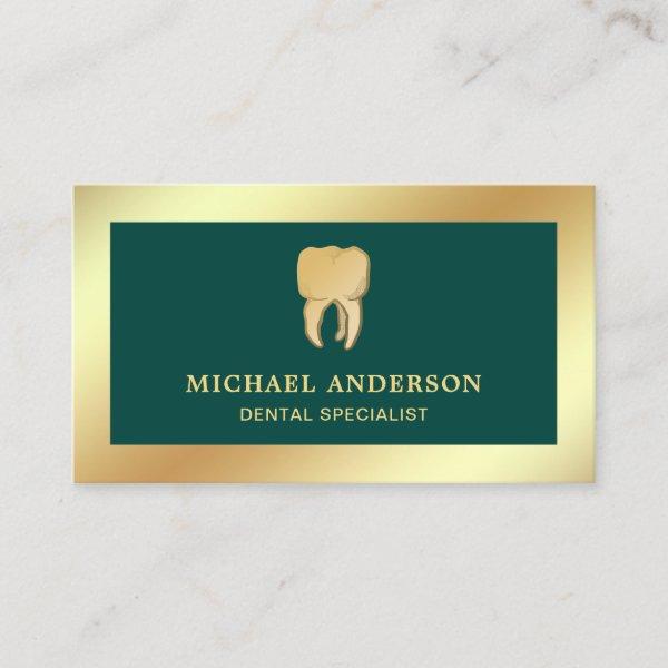 Green Faux Gold Foil Tooth Dental Clinic Dentist