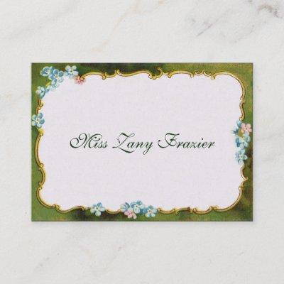 Green Floral Vintage French Social Calling Card