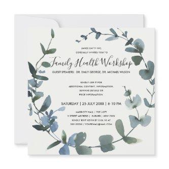 GREEN FOLIAGE EUCALYPTUS WREATH  WORKSHOP EVENT INVITATION