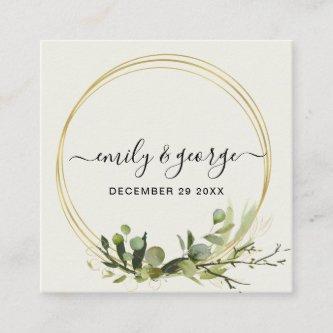 GREEN FOLIAGE WATERCOLOR WEDDING WEBSITE RSVP SQUARE