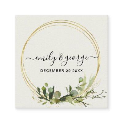 GREEN FOLIAGE WATERCOLOR WEDDING WEBSITE RSVP SQUARE