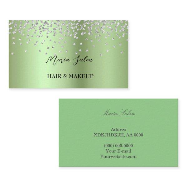 Green  glitter Silver  watercolor