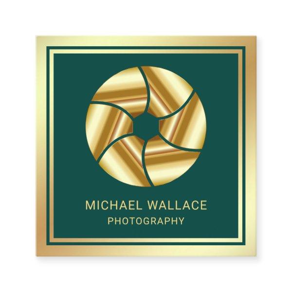 Green Gold Foil Camera Shutter Lens Photographer Square