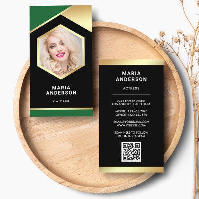 Green Gold Foil Model Actress QR Code Photo