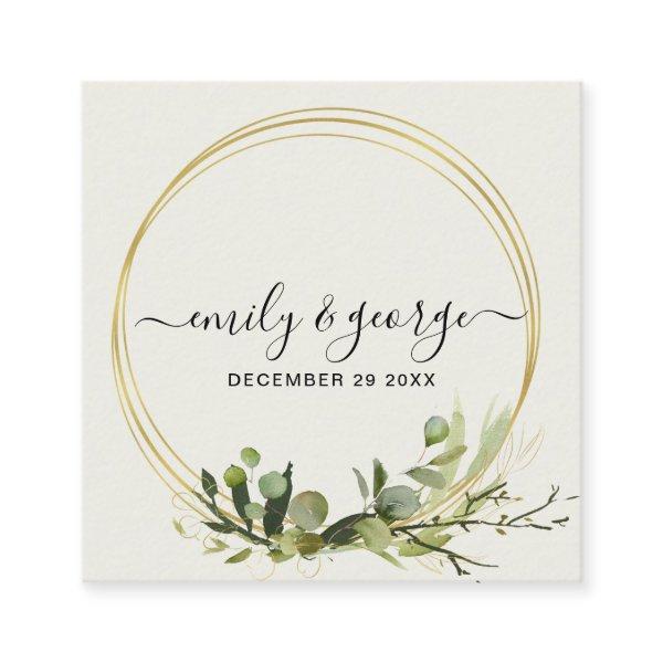 GREEN GOLD FOLIAGE WATERCOLOR WEDDING WEBSITE SQUARE