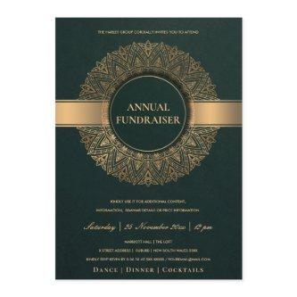 GREEN GOLD ORNATE MANDALA CORPORATE PARTY EVENT INVITATION