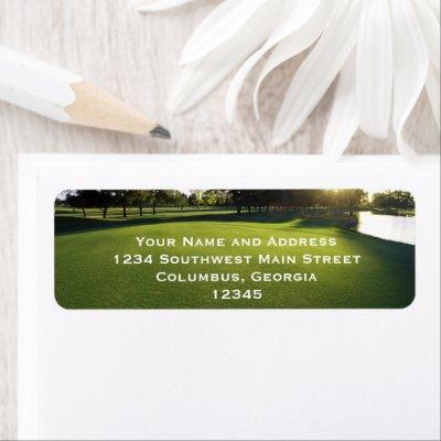 Green Golf Course at Dawn Label