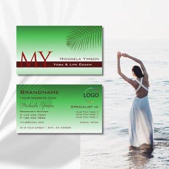 Green Gradient Palm Leaf Monogram and Logo Elegant