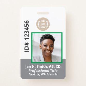Green Gray White Employee Photo ID Card Badge
