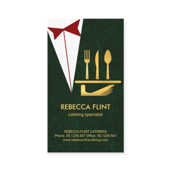 Green Grunge Tuxedo Gold Serving Plate Cutlery