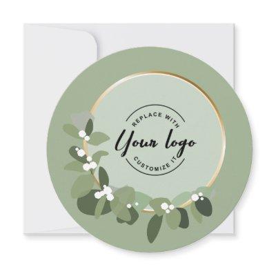 Green Holiday Corporate Wreath Custom Logo Unique