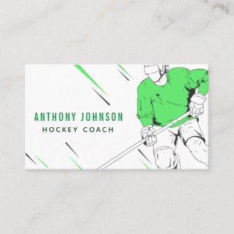 Green Ice Hockey Player Coach Silhouette Sports