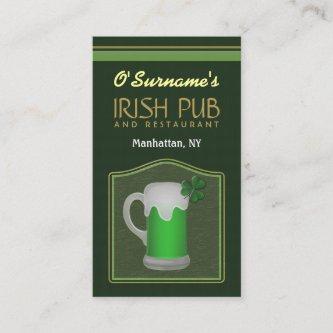 Green Irish Pub Manager Bar Tender