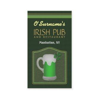 Green Irish Pub Manager Bar Tender