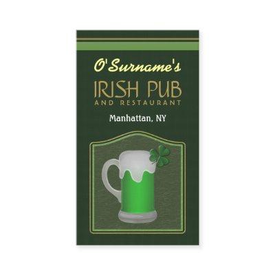 Green Irish Pub Manager Bar Tender