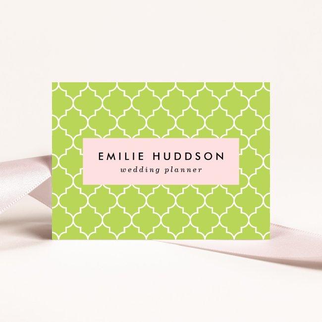 Green Latticework, Quatrefoil, Moroccan Trellis
