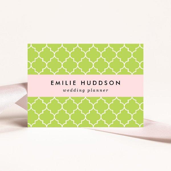 Green Latticework, Quatrefoil, Moroccan Trellis