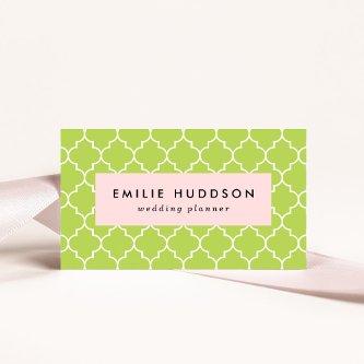 Green Latticework, Quatrefoil, Moroccan Trellis