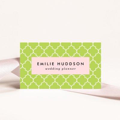 Green Latticework, Quatrefoil, Moroccan Trellis