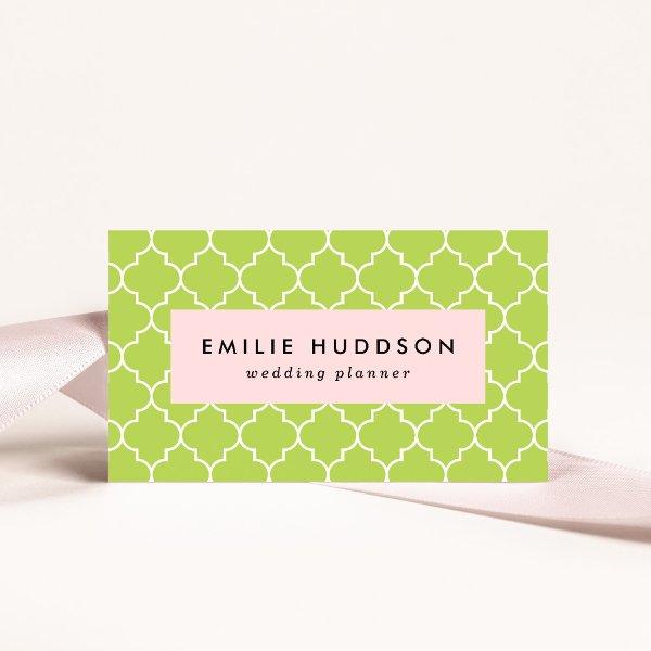 Green Latticework, Quatrefoil, Moroccan Trellis