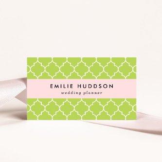 Green Latticework, Quatrefoil, Moroccan Trellis