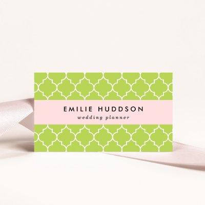 Green Latticework, Quatrefoil, Moroccan Trellis
