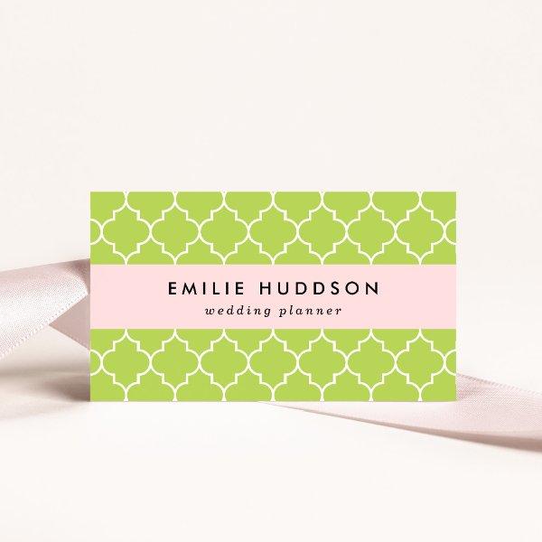 Green Latticework, Quatrefoil, Moroccan Trellis