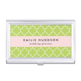 Green Latticework, Quatrefoil, Moroccan Trellis  Case