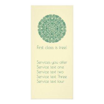 Green Mandala Yoga Or Holistic Practice Rack Card