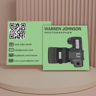 Green Modern Photographer QR Code Square