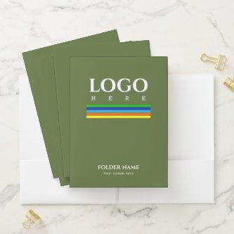 Green Modern Stripes Logo  Slot Pocket Folder