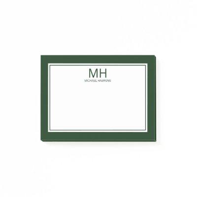 Green Monogrammed Men's Post-it Notes