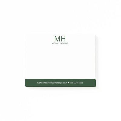 Green Monogrammed Men's Post-it Notes