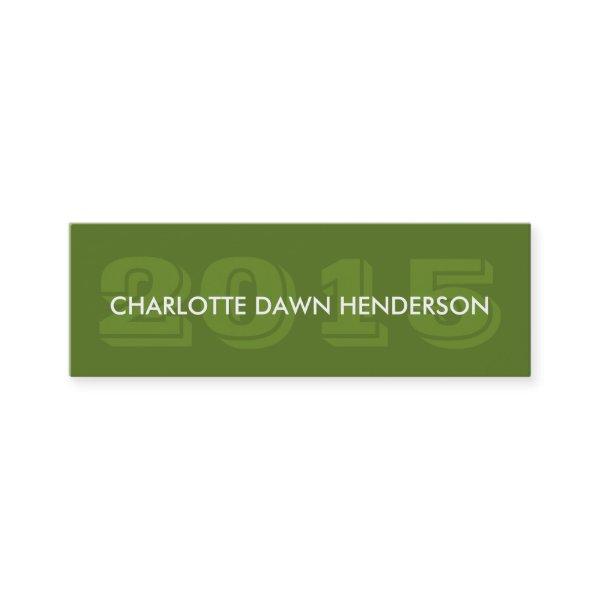 Green name card graduation announcement class year