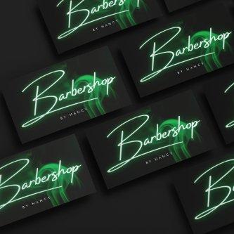 Green Neon Barbershop Handwritten Script Barber