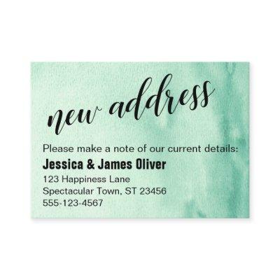 Green Ombre Watercolor New Address Handout Card