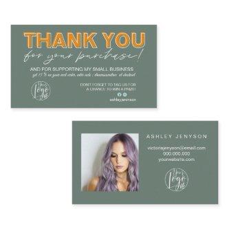 Green orange script photo logo order thank you