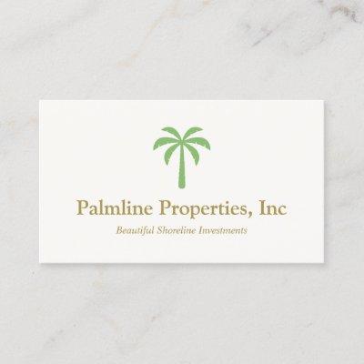 Green Palm Tree Beach Front Real Estate  Calling Card