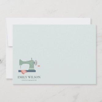 GREEN PEACH PINK SEWING MACHINE TAILOR BUSINESS NOTE CARD