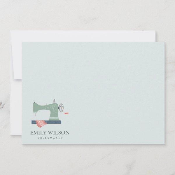 GREEN PEACH PINK SEWING MACHINE TAILOR BUSINESS NOTE CARD
