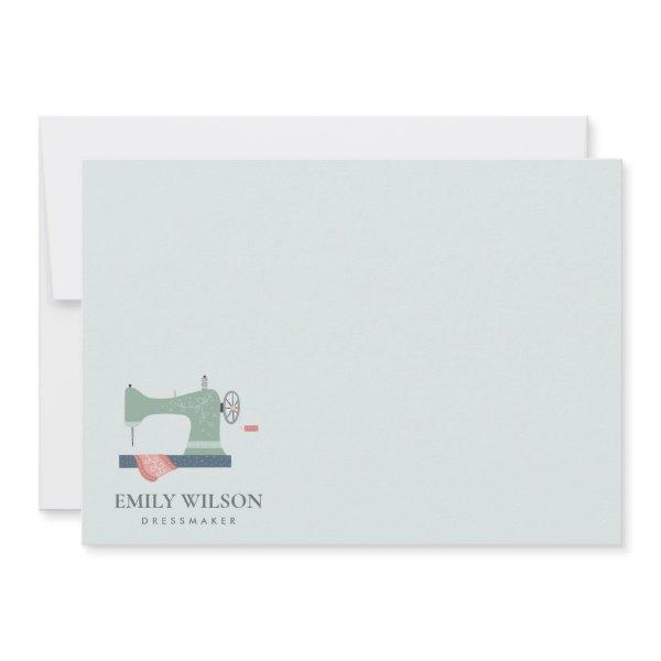 GREEN PEACH PINK SEWING MACHINE TAILOR BUSINESS NOTE CARD