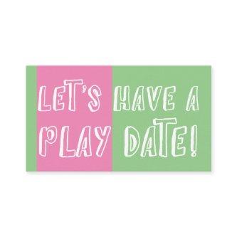 Green & Pink Color Block Playful Play Date Calling Card