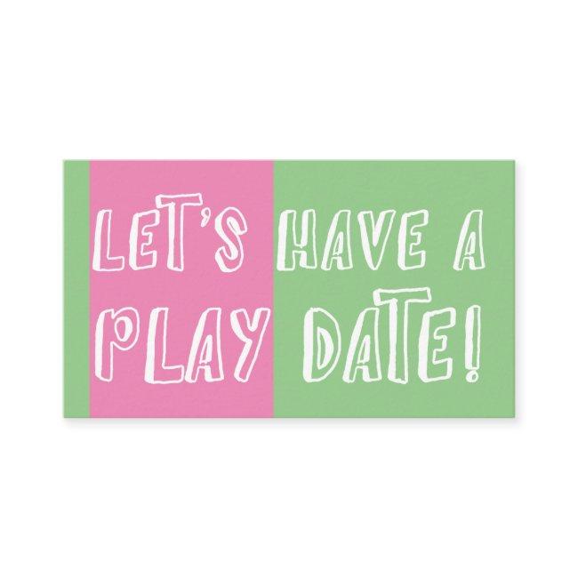 Green & Pink Color Block Playful Play Date Calling Card