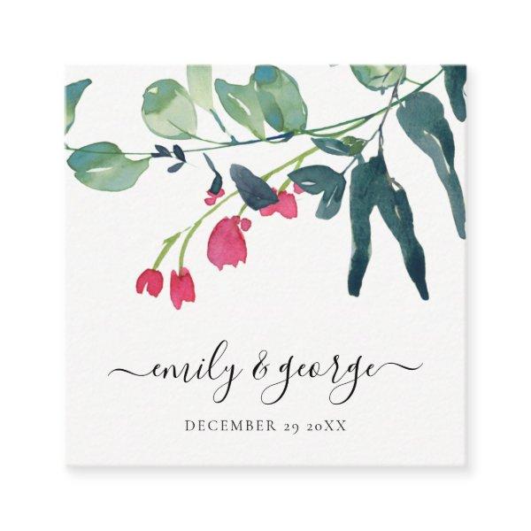 GREEN PINK EUCALYPTUS FOLIAGE WEDDING WEBSITE RSVP SQUARE