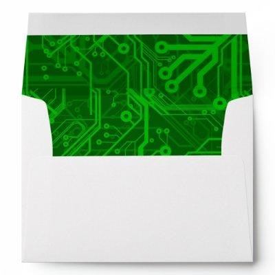 Green Printed Circuit Board Pattern Envelope