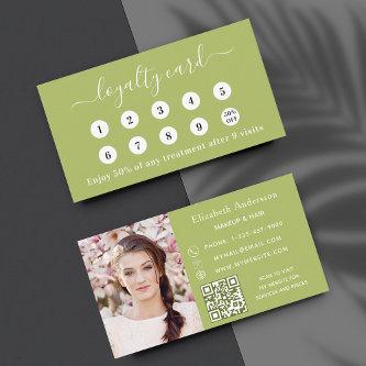 Green QR code photo business loyalty card