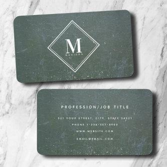 Green Rust Metallic Texture Monogram Initial