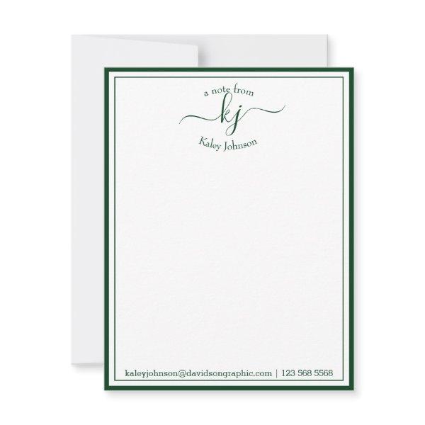 Green Script Personalized From The Desk Of Thank You Card